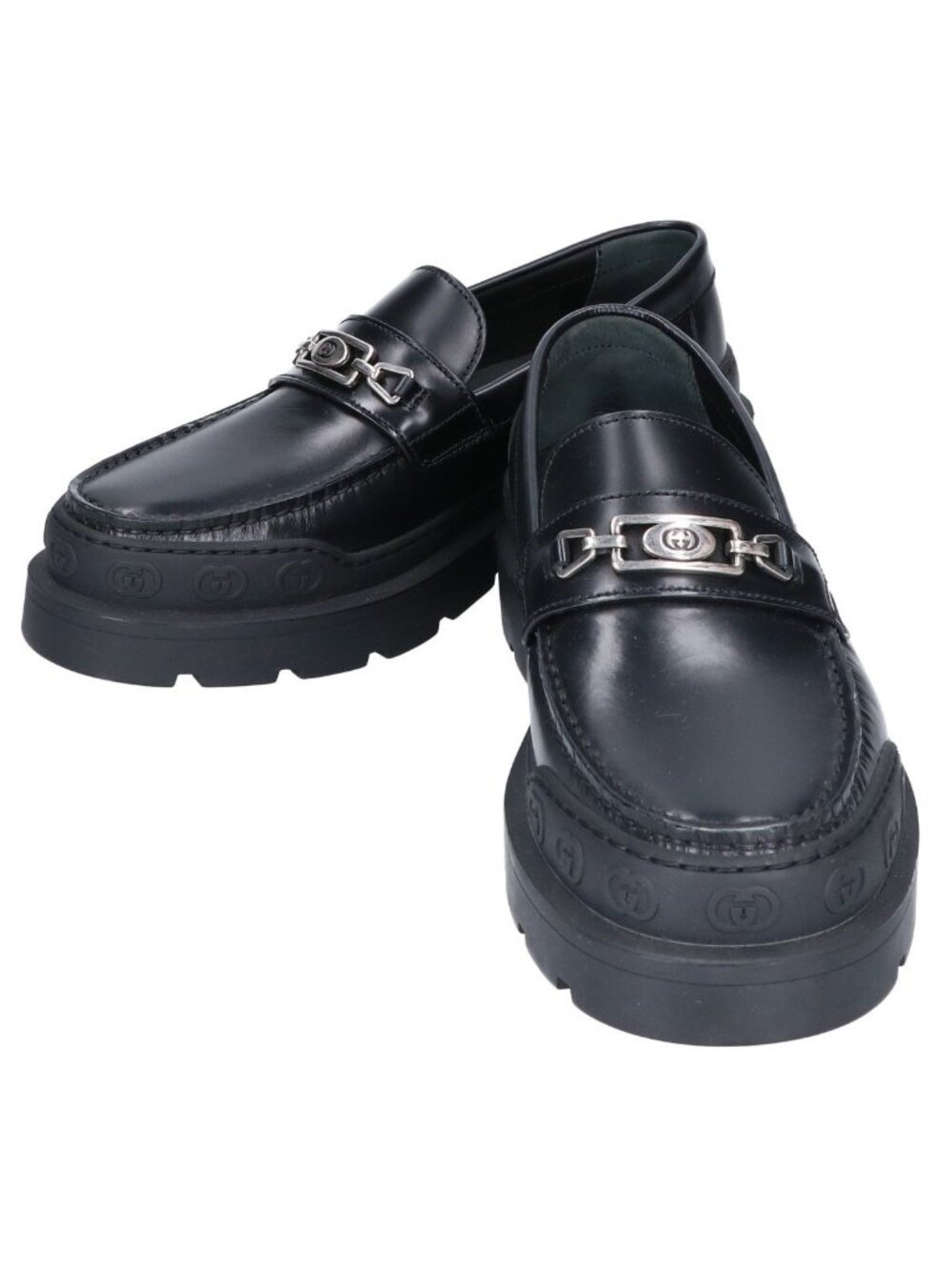 Gucci Black Leather Shirring Loafers 6.5